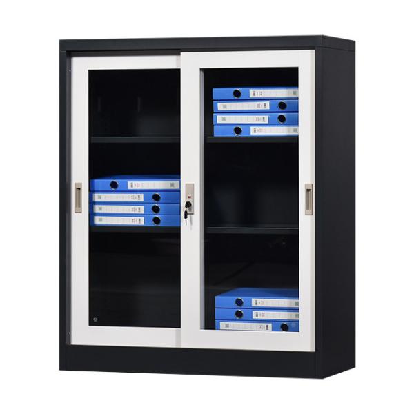 Low Height Half Sliding Glass Door Office Cupboard With File Storage