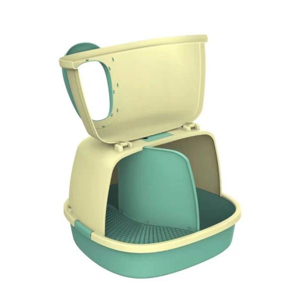 Boîte à litière pour chat en plastique bleu OEM ODM Boîte à litière pour chat couverte