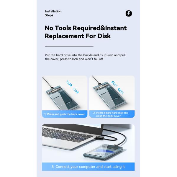 SATA Hard Drive Enclosure Disk Enclosure Transparent 2.5 Inch