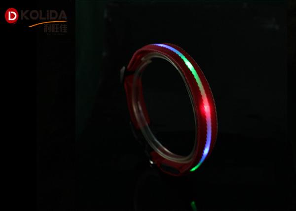 Red / Blue / Green Eco - Friendly Nylon Flashing Pet Collar For Doggie