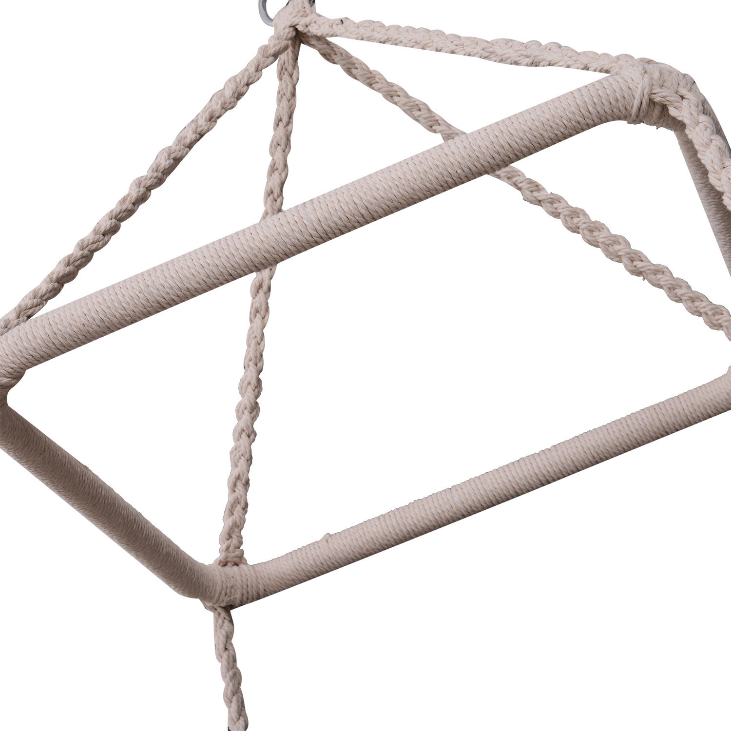 AJUNION Macrame Hammock Hanging Swing Chair Metal Frame Cotton Rope Mail Packing Y
