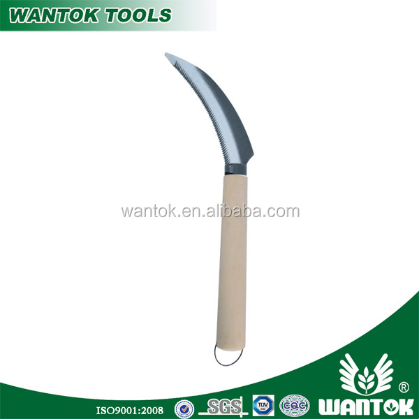 DIY Grade Mini Sickle with Wooden Handle and Metal Ring on Handle End