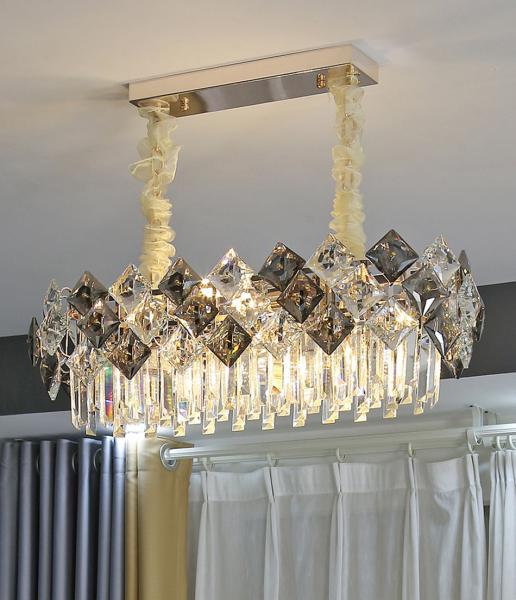 Led chandelier Living room decoration simple dimmer round hanging crystal lamp(WH-CY-184)