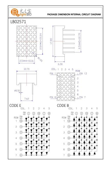 OEM ODM Compatibility 5x7 Dot Matrix LED Display with Wide Viewing Angle