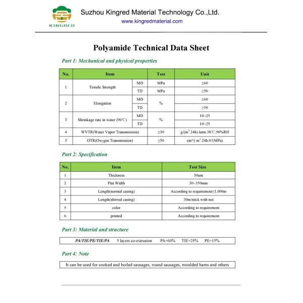 Polyamide Sausage Casing 75mm Width Custom Logo Flexography Printing Sausage Casing