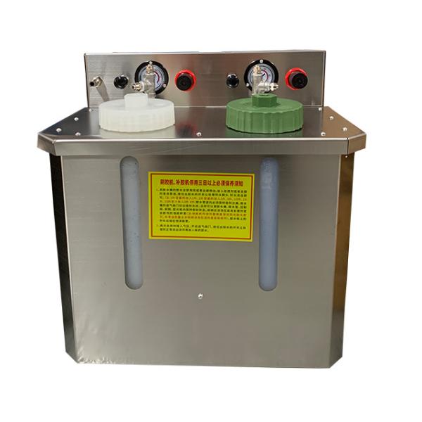 Máquina de llenado de pegamento YUTAI de acero inoxidable de 3 kg de capacidad por tarro para embalaje de bolsas de regalo de zapatos con dos pistolas