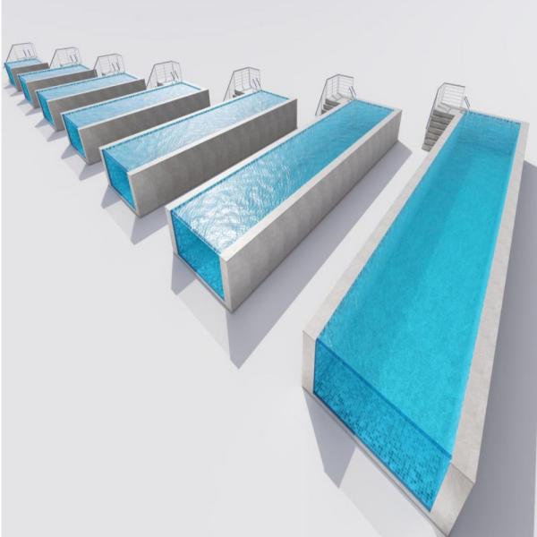 Водная вилла Бассейн Бесконечный спа с большим прозрачным акриловым и углеродным пластом