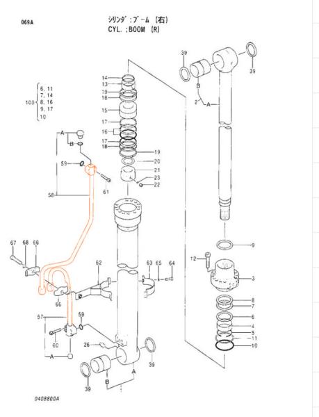 Pièces détachées pour excavatrice Top ZAX120 Tubes d'huile de cylindre pour les tubes Hitachi