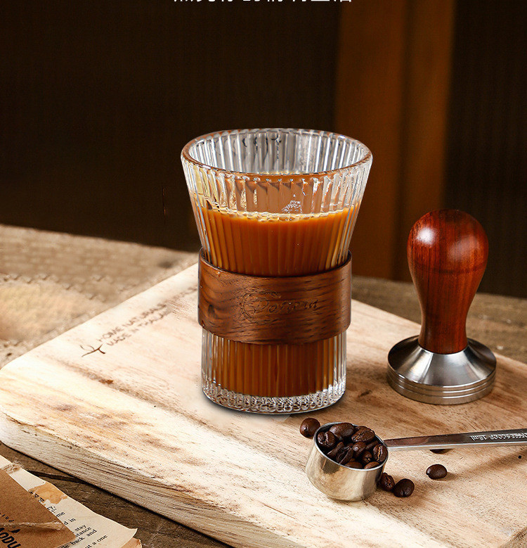 Vertical Grain Glass Girl Coffee Cup Bundle Waist with Hand Different Size Water Cup Advertising Cup