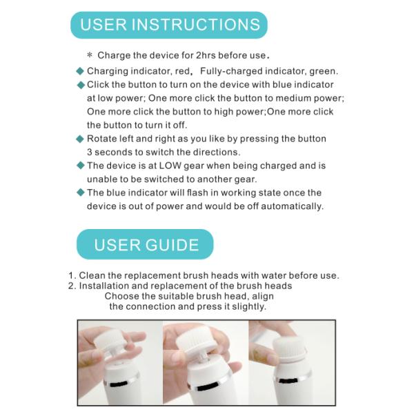 3 In 1 Rotating Rechargeable Facial Cleansing Brush 3 - 4 Hrs Charging Time