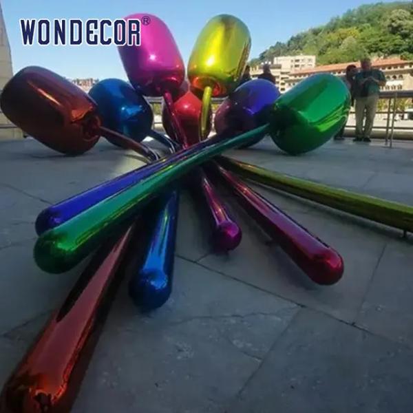 Современным на открытом воздухе абстрактным выкованная цветком нержавеющая сталь скульптуры металла