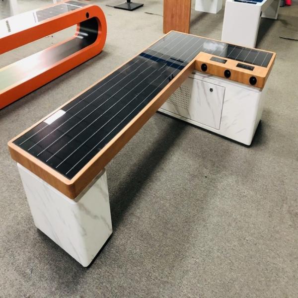 Outdoor Street L Shape Solar Power Bench Metal Special Shaped Smart Bench