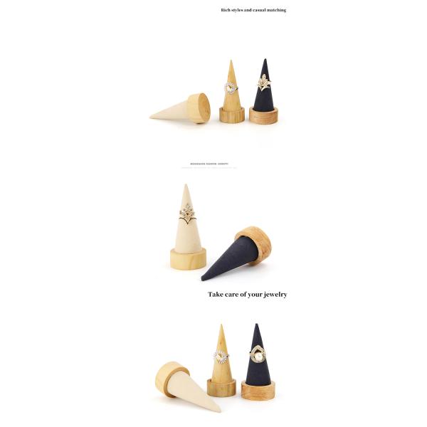 Compact Cone Shaped Wooden Bracelet Display Stand for Bangle Watch Exhibition