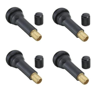 Stable Tubeless Car Tyre Valve 5 Cm Total Length With Black Chrome Caps