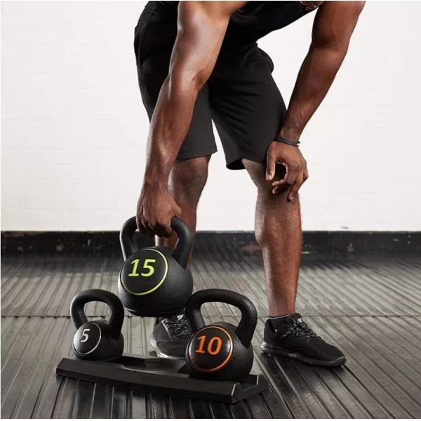 Unisex Workout Fitness Kettlebells 30LB PP Sand Filled Cement Body Solid Kettlebell Set