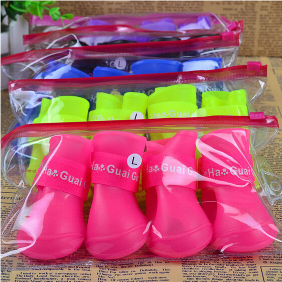 Colorful puppy shoes for dogs Rubber Water Protective Pet Shoes Booties Waterproof Rain