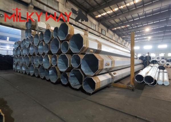 36m Galvanized Steel Monopole Tower for Mobile Networks 24kN Load
