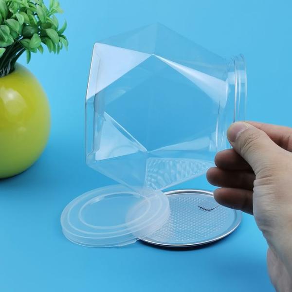 Clear PET Diamond 30g 650ml Plastic Cookie Jar Containers