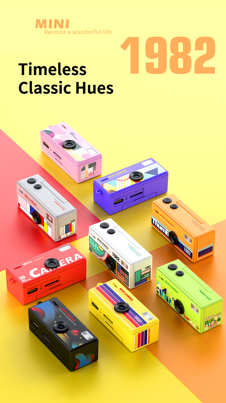 Portable 720P Retro Mini Trendy Toy Thumb Digital Camera with 0.96-Inch Flip Screen and 200mAh Battery Wearable Classic Camera