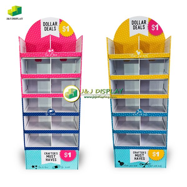 Double Sided Cardboard Display Units POP Floor Display Foldable For Stationery / Gifts