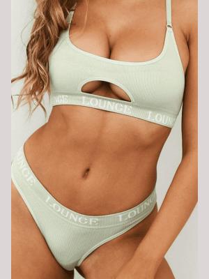 Elastic Waistband Ribbed Seamless Ladies Underwear Suit 90% Nylon 10% Spandex