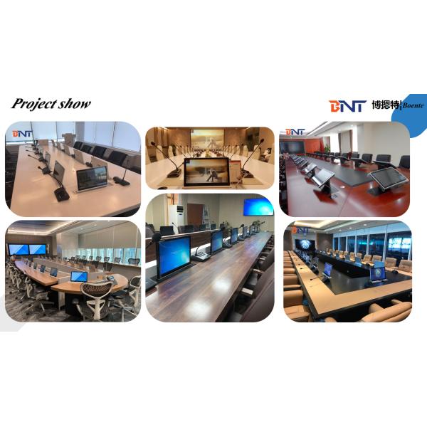 17,3» подъемов монитора экрана моторизованных столом переговоров с анти- сжимая предохранением от руки