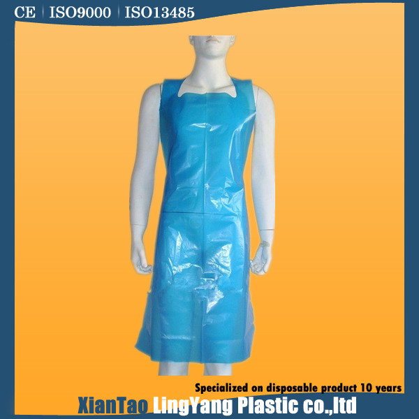 Food Industrial Disposable Pe Apron , Blue LDPE Disposable Plastic Smocks