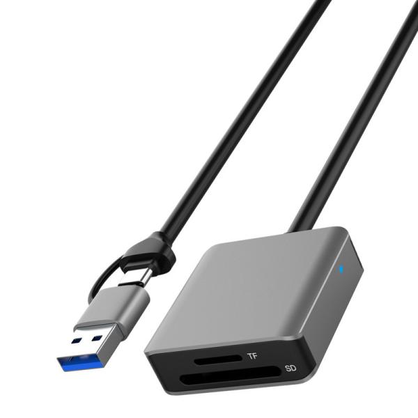 Lecteur de carte OTG USB 3.0 et USB Type C avec câble d'extension USB A de 20 cm