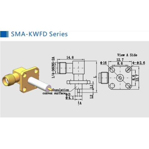 Four Holes Flange Panel Mount 50Ω 18GHz SMA RF Connector