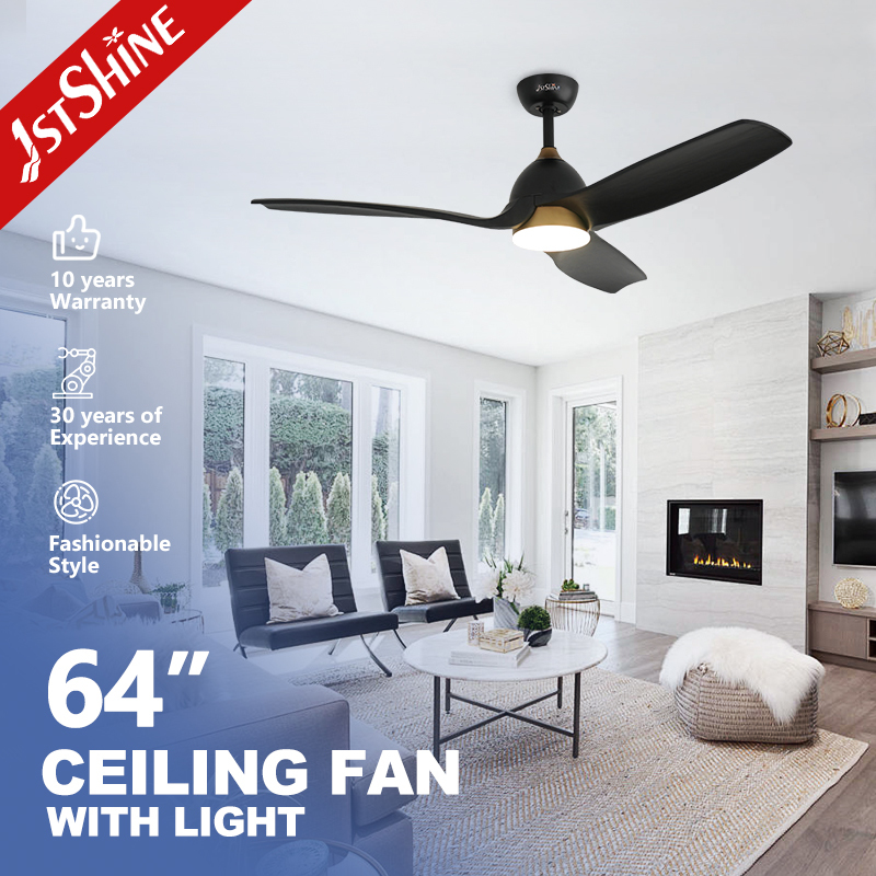64 Inch Solid Wood Ceiling Fan with DC Motor for High Airflow in Large Spaces