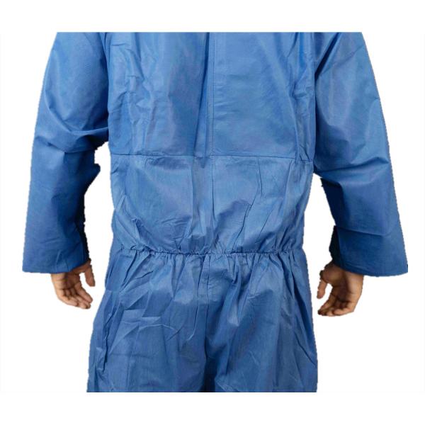 Type5/6 Dark Blue Disposable SMS Chemical Protective Coverall Breathable With Hood