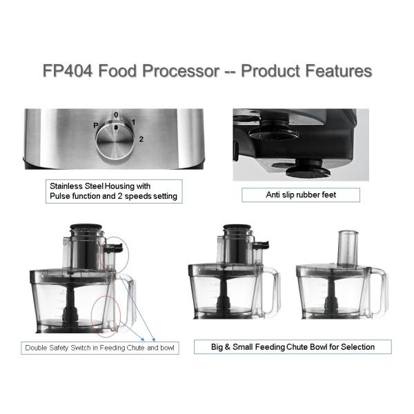 Food Preparation Stainless Steel Food Processor 1000W XL Bowl