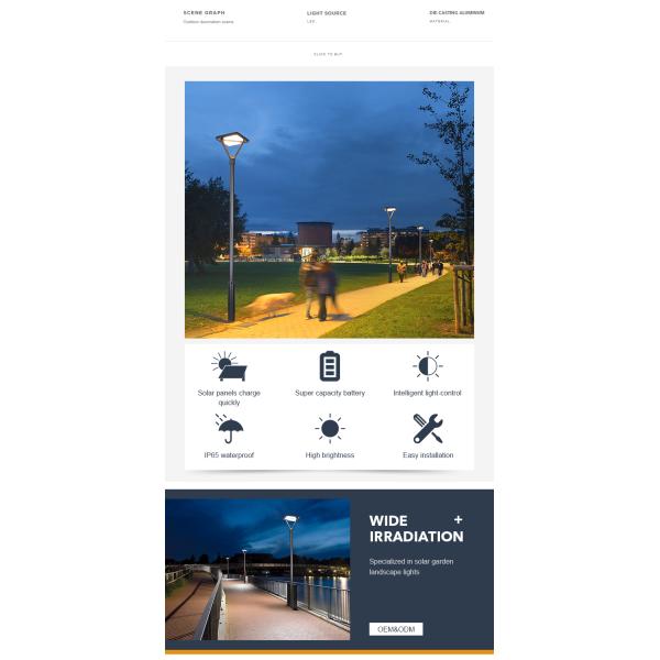 освещение ландшафта квадрата света сада тела IP65 20W 5V алюминиевое солнечное для вилл