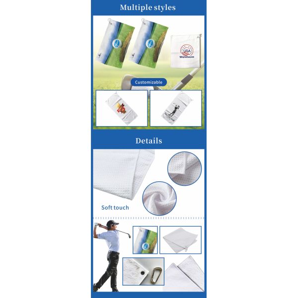 Free Shipping USA Warehouse 100% Polyester Cotton Golf Towels Super Soft Solid Color Personalized Design Sublimation