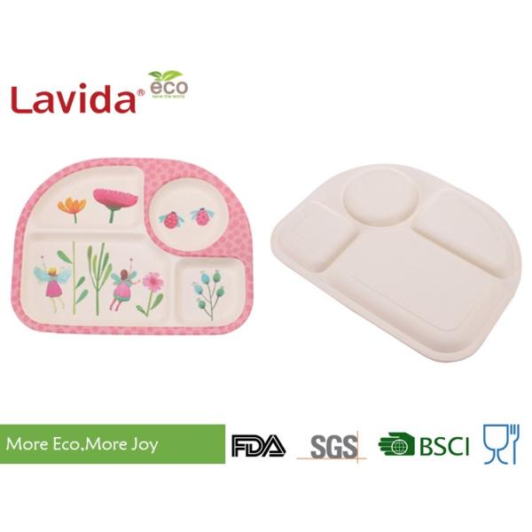 Eco - Friendly Bamboo Childrens Dinner Set , Natrural Bamboo Kids Set For BBQ Picnic