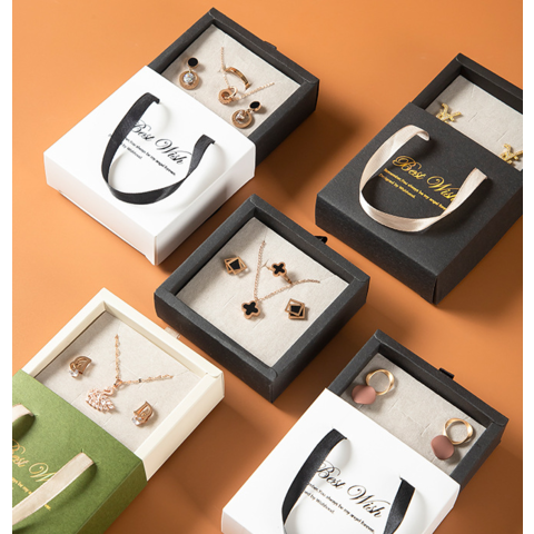 Настраиваемый логотип переработанные роскошные ювелирные изделия подарочный ящик упаковка бумажная сумка с ручкой