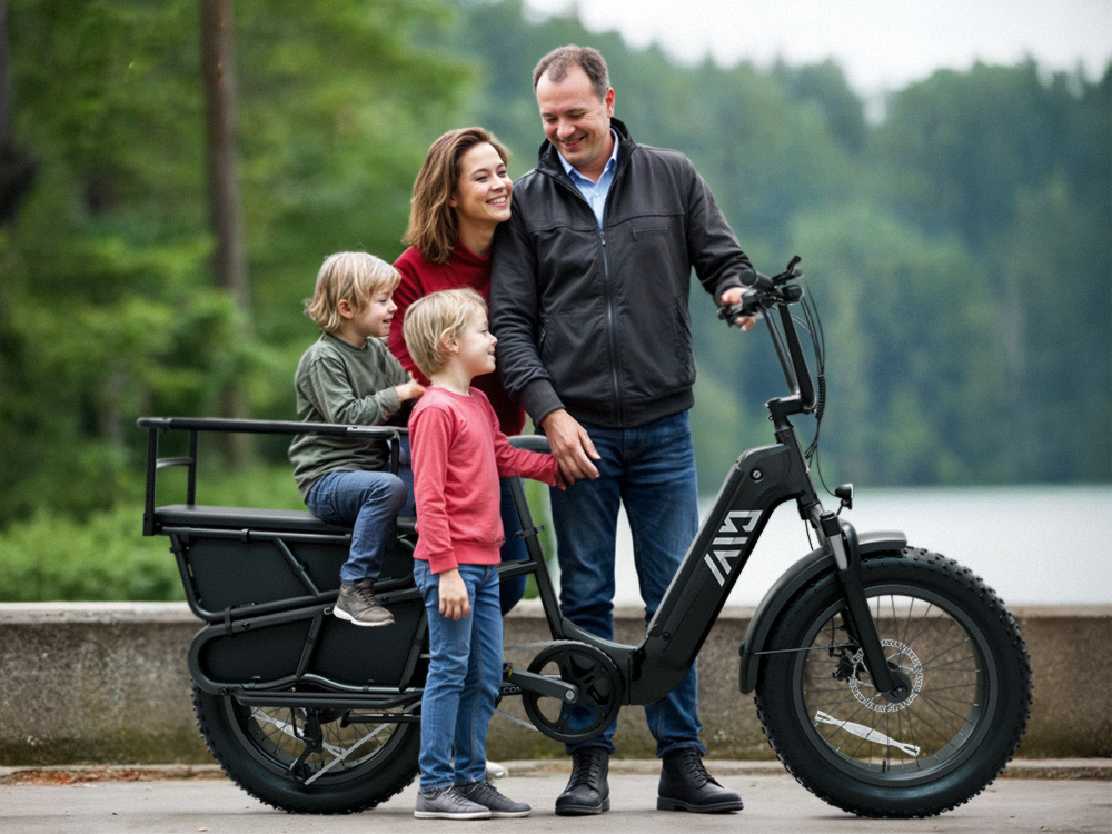 Hot Sale Carbon Steel Frame 7-Speed Double Lithium Battery 20 Inch Hydraulic Disc Brakes 48V/250W Rear Hub Motor Cargo Bike