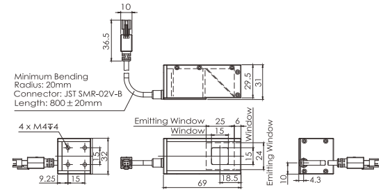 Тепловыделение коаксиального источника света длины 24V/1.4W 69mm особенное