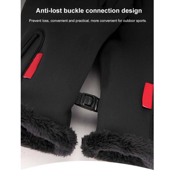 Black Fleece Windproof Warm Winter Motorcycle Gloves Touch Screen Customized Logo