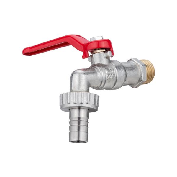 1/2 Hose Union Forged  Garden Water Tap Brass Bibcock With Red Iron Lever Handle