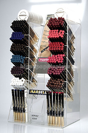 Cosmetic Store Desktop 64 Pockets Acrylic Lipstick Holder With Polishing Finished