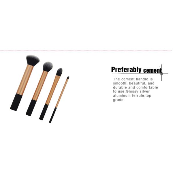 4 Pieces Foundation Makeup Brush Long Handle Duo Fiber Synthetic Hair Case