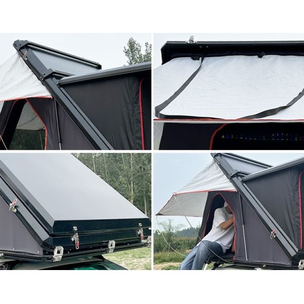 New Camping Aluminum 3 Person Outdoor Hiking Rooftop Roof Top Car Tent Triangle Clamshell Hard Shell Top Roof Tent