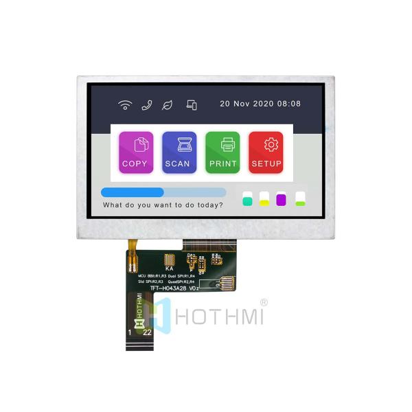 4.3-inch 480x272 high brightness QSPI interface TFT display full viewing angle Anti-static ESD 8KV