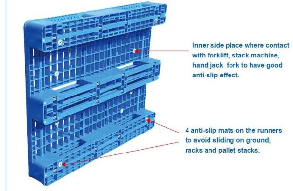 Light weight one time plastic pallets for transport and storage, Heavy duty cross bottom plastic pallet with 6 runners