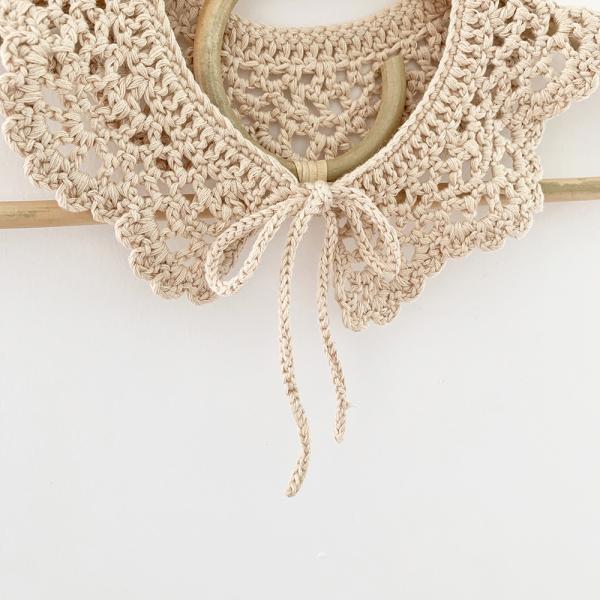 Y-F Wholesale Eco-Friendly Kids Fashion Handmade Crochet Floral Embroidery 100% Cotton Lace Collar with Hollow Neckline