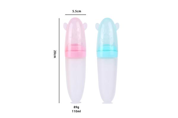 Baby silicone rice cereal spoon milk bottle squeeze feeding spoon child silicone feeding bottle with spoon for baby