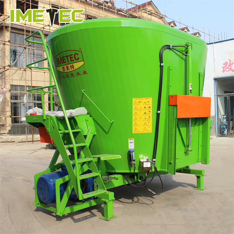 Single Auger Vertical Stationary TMR Feed Mixer Cart Tungsten Carbide Coated Blade ODM