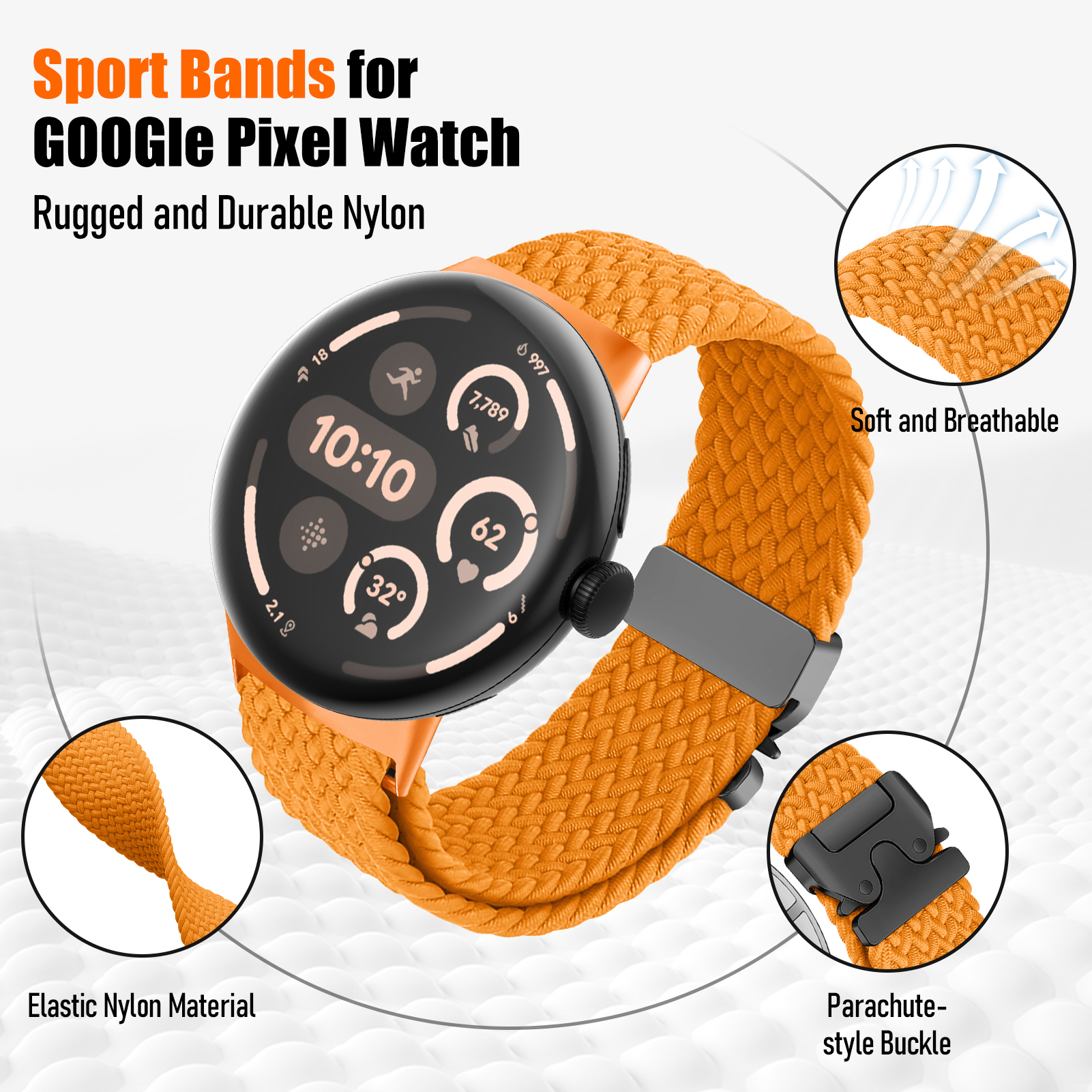 Custom Elastic Nylon Watch Strap 41mm 45mm for Google Pixel Watch 4 3 2 Fabric Seamless Adjustable Band Women