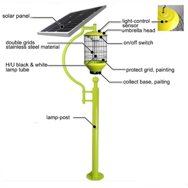 Solar Cylinder Mosquito Killer Lamp Outdoor Courtyard Waterproof Orchard Insect Killer Farm Fly Killer With Pole